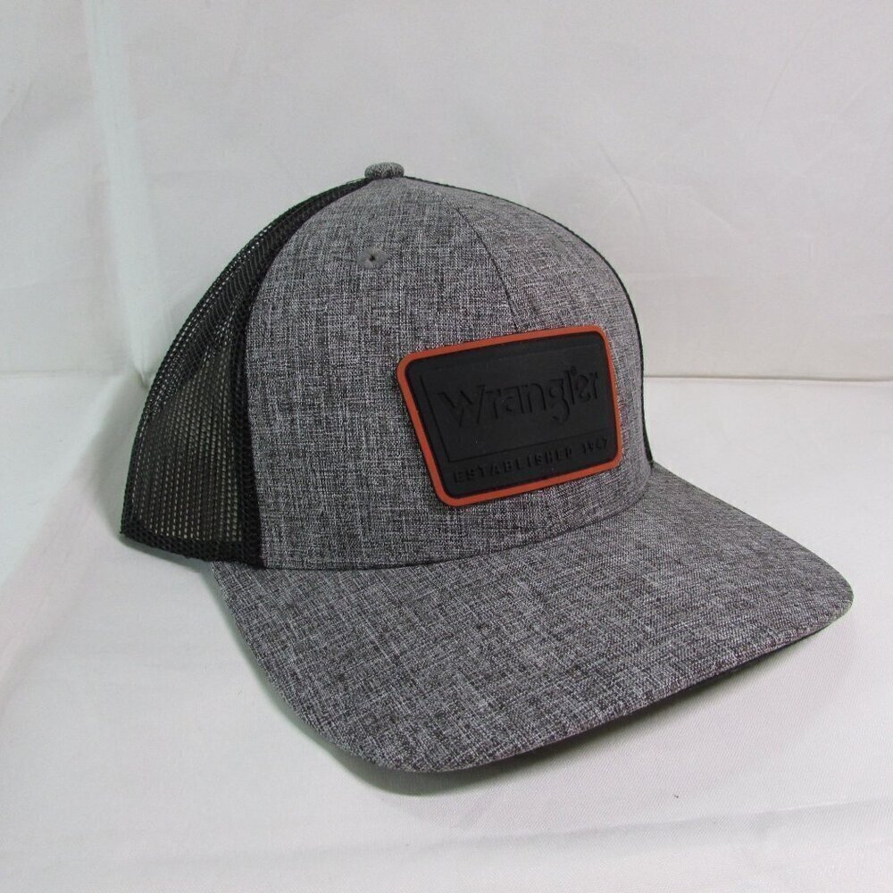 Wrangler Logo Patch Meshback Adjustable Snapback Cap Hat Charcoal WRA-MS17